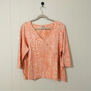 Ruby Rd. Orange and White Patterned Blouse